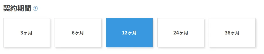 ConoHa WINGの契約期間で12ヶ月を選択している画面
