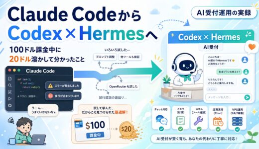 Claude CodeからCodex×Hermesに切り替えた理由｜100ドル課金中に20ドル溶かして分かったこと